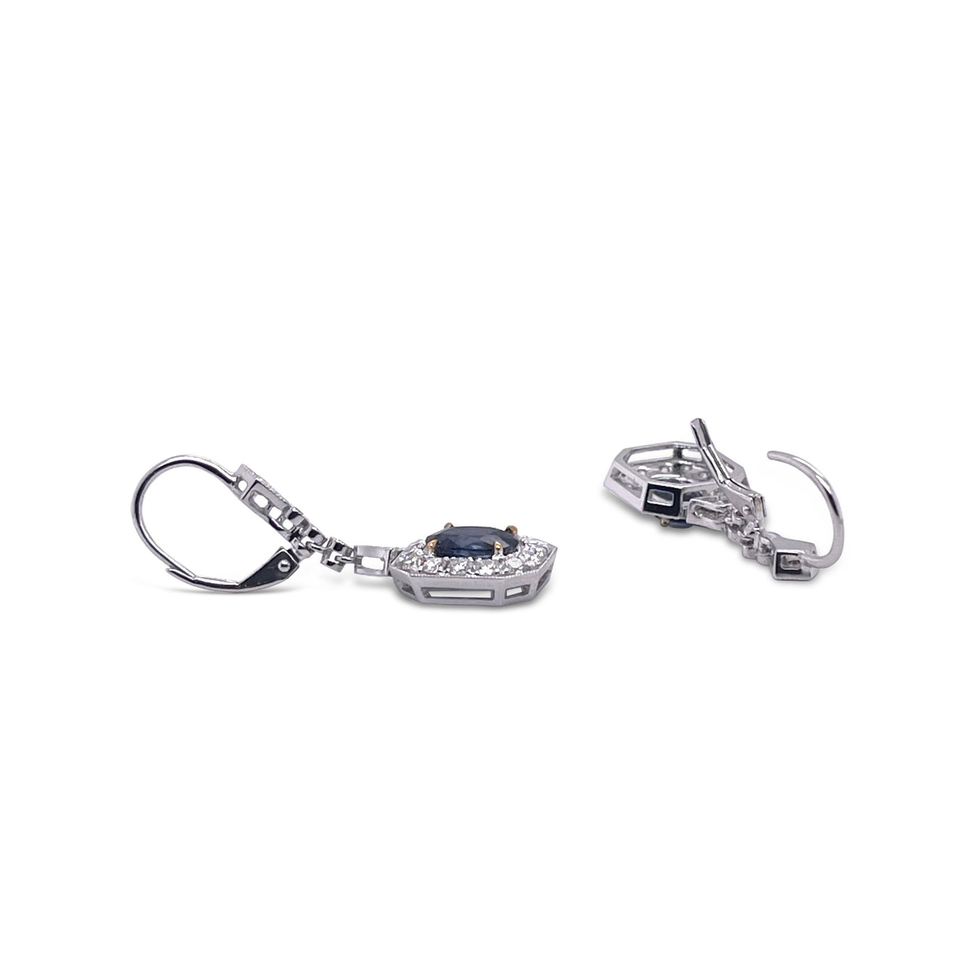 14CT White Gold Sapphire and Diamond Earrings