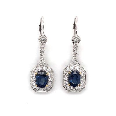 14CT White Gold Sapphire and Diamond Earrings