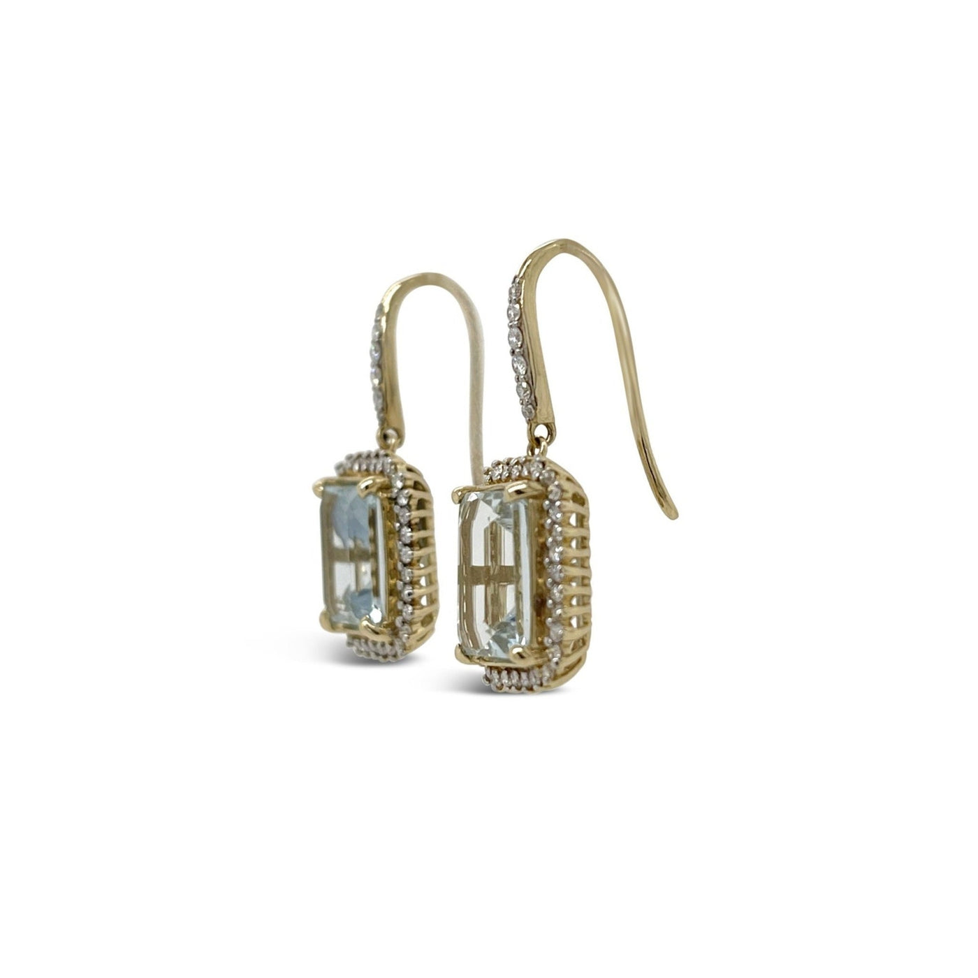 14CT Yellow Gold Aquamarine and Diamond Earrings