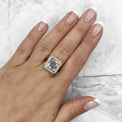 14CT Rose Gold Aquamarine and Diamond Ring