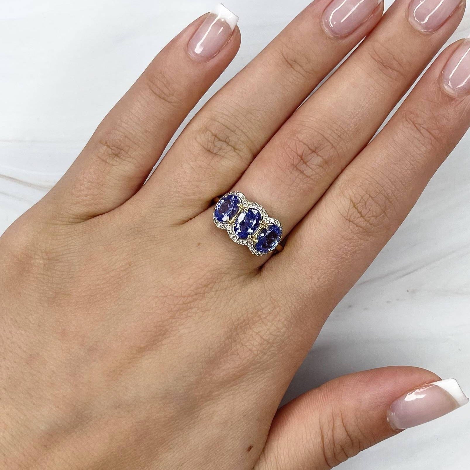 Tanzanite and sale diamond trilogy ring