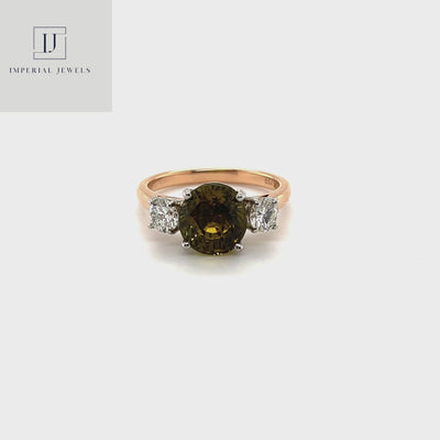 18CT rose gold and white gold Chrysoberyl (Natural Alexandrite) and diamond ring GIA CERTIFIED
