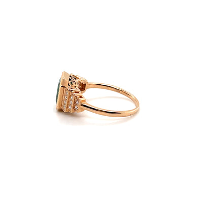 18CT Rose Gold Emerald and Diamond Ring