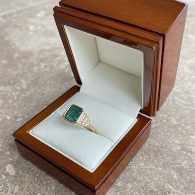 18CT Rose Gold Emerald and Diamond Ring