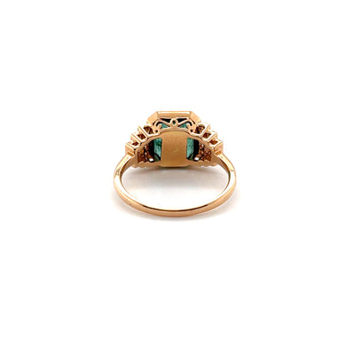 18CT Rose Gold Emerald and Diamond Ring