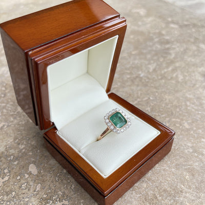 18CT Rose Gold Emerald and Diamond Ring