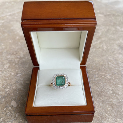 18CT Rose Gold Emerald and Diamond Ring