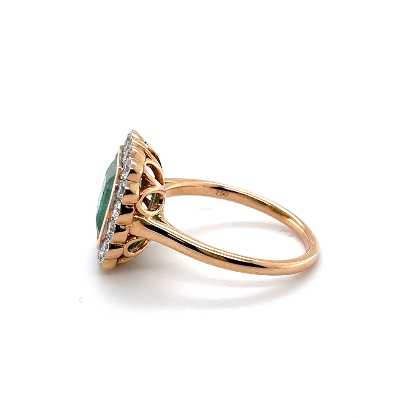 18CT Rose Gold Emerald and Diamond Ring