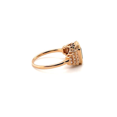 18CT Rose Gold Emerald and Diamond Ring