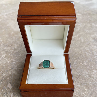 18CT Rose Gold Emerald and Diamond Ring