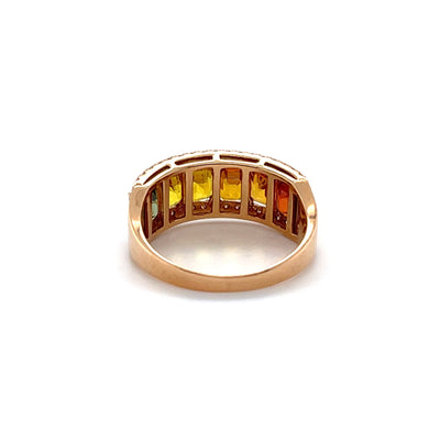 18CT Rose Gold Fancy Rainbow Sapphire and Diamond Ring
