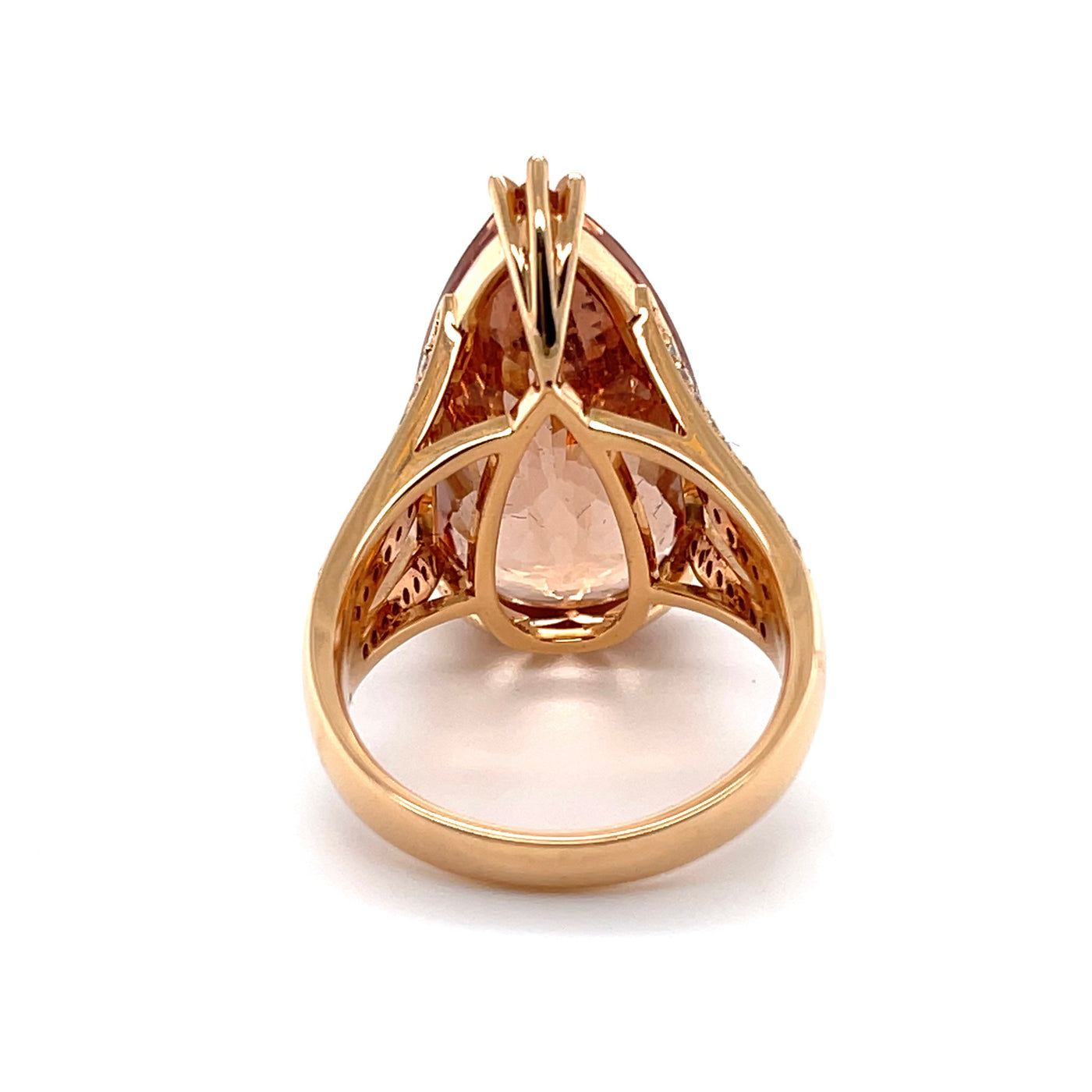 18CT Rose Gold Pear Morganite and Diamond Ring