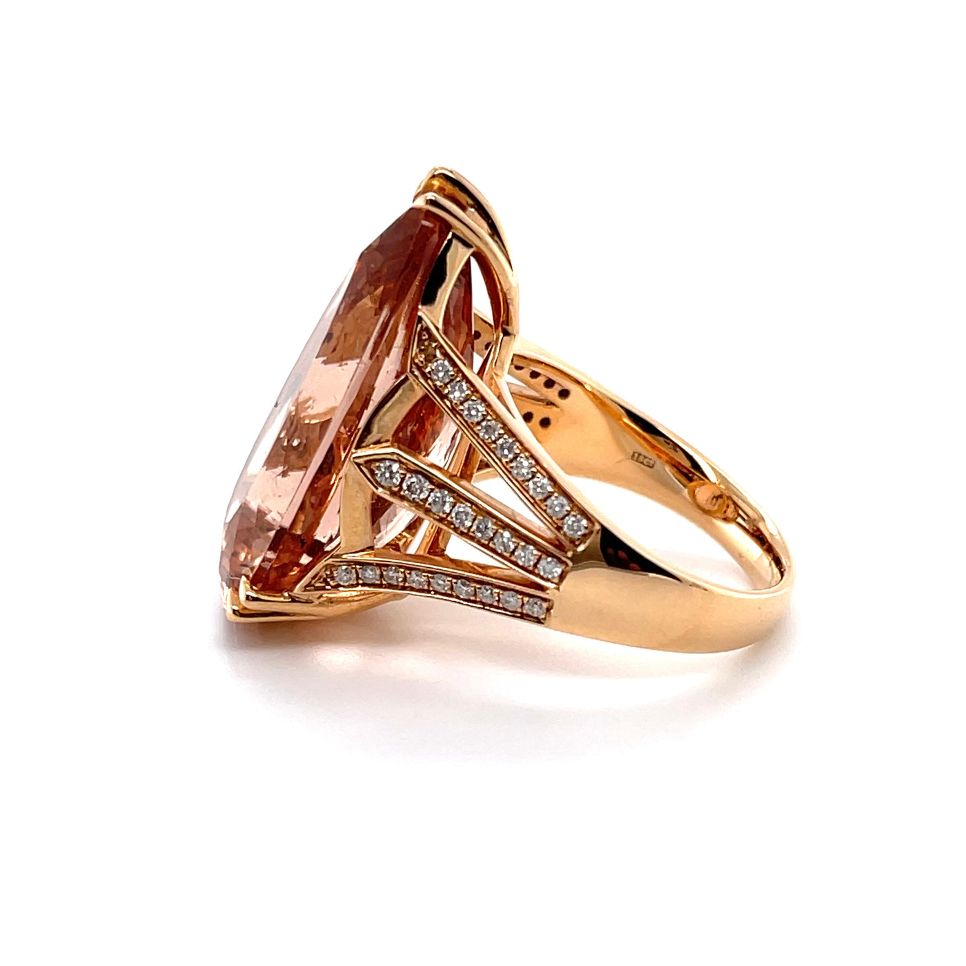 18CT Rose Gold Pear Morganite and Diamond Ring