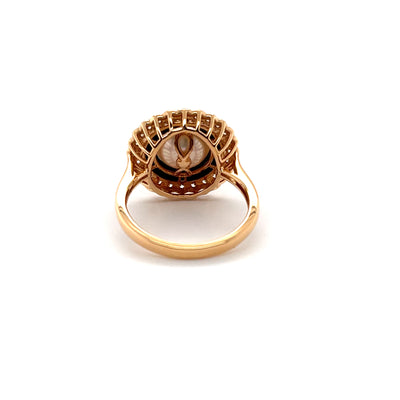 18CT Rose Gold Pearl and Diamond Onyx Ring