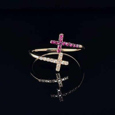 18CT Rose Gold Ruby and Diamond Ring