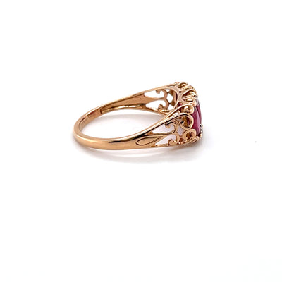 18CT Rose Gold Ruby and Diamond Trilogy Ring