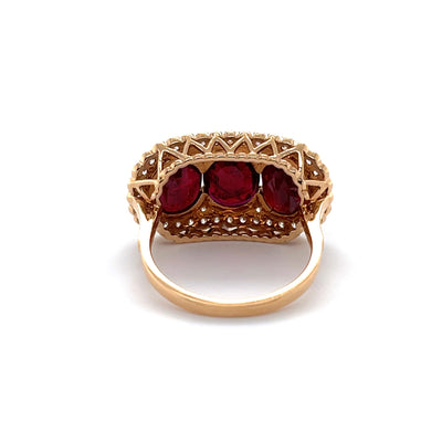 18CT Rose Gold Trilogy Ruby and Diamond Ring