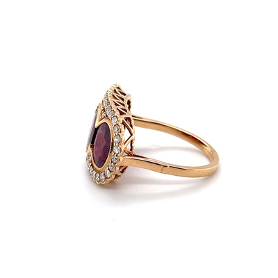 18CT Rose Gold Trilogy Ruby and Diamond Ring