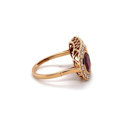 18CT Rose Gold Trilogy Ruby and Diamond Ring