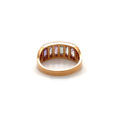 18CT Rose Gold (NO HEAT) Fancy Sapphire and Diamond Ring