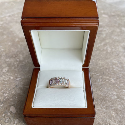 18CT Rose Gold (NO HEAT) Fancy Sapphire and Diamond Ring