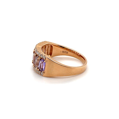 18CT Rose Gold (NO HEAT) Fancy Sapphire and Diamond Ring