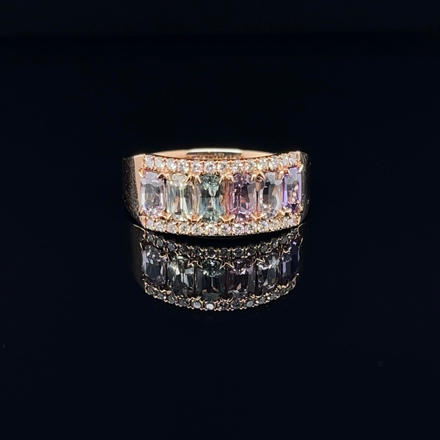 18CT Rose Gold (NO HEAT) Fancy Sapphire and Diamond Ring