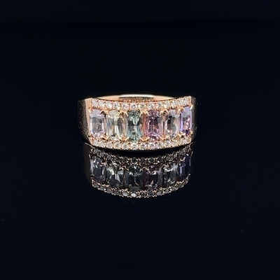 18CT Rose Gold (NO HEAT) Fancy Sapphire and Diamond Ring