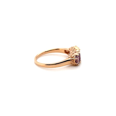 18CT Rose Gold (NO HEAT) Purple Coloured Sapphire Ring