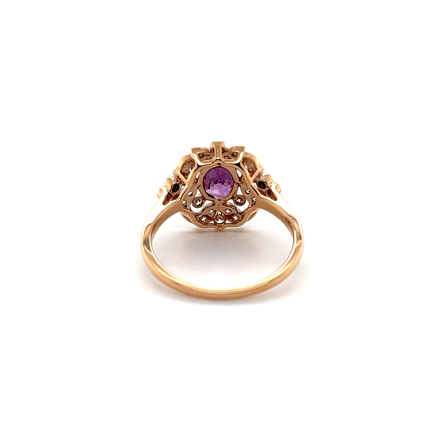 18CT Rose Gold (No Heat) Pink Sapphire and Diamond Ring