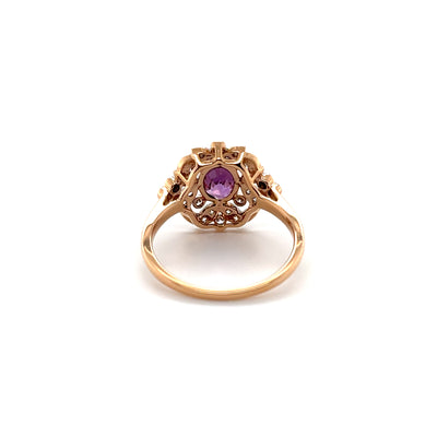 18CT Rose Gold (No Heat) Pink Sapphire and Diamond Ring