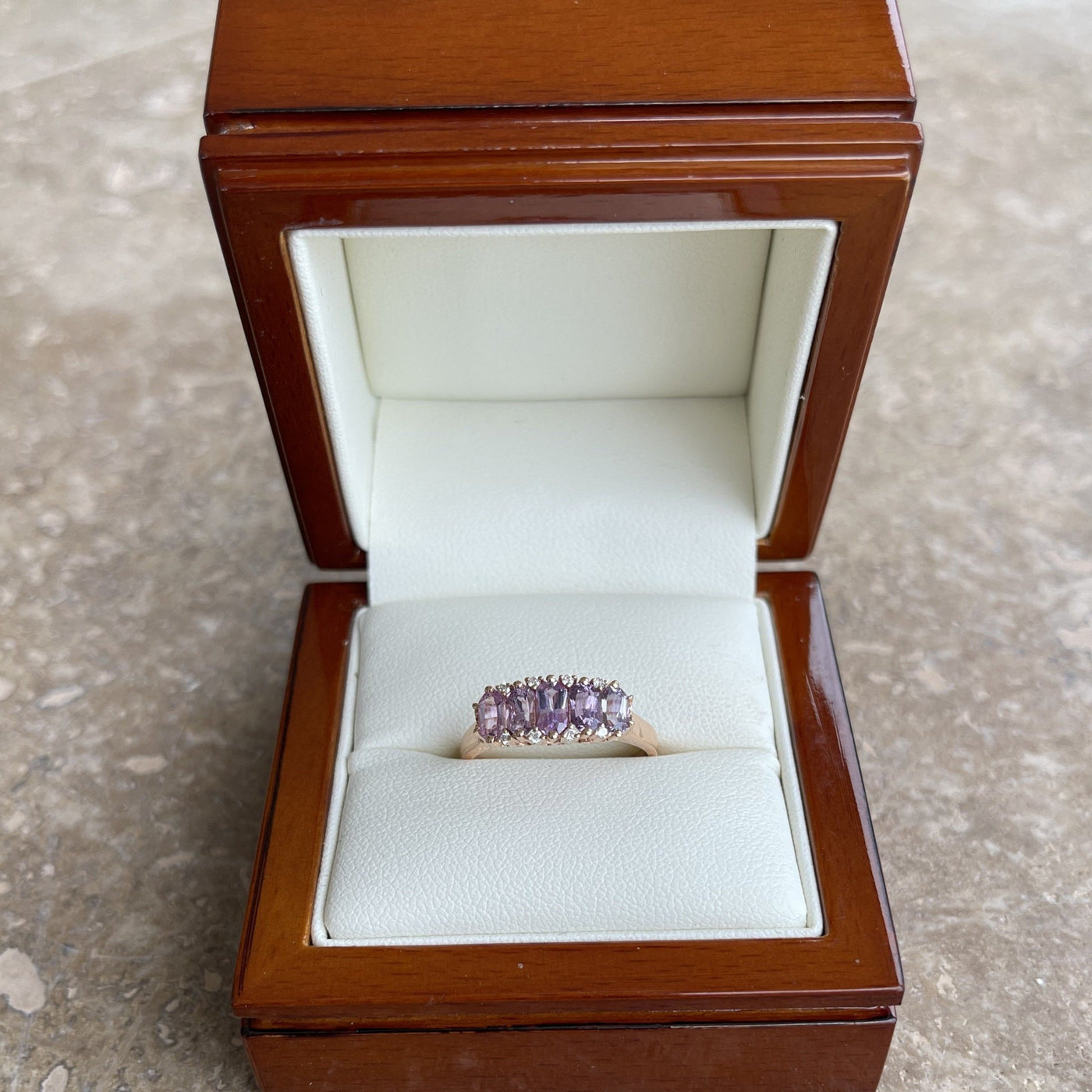 18CT Rose Gold (NO HEAT) Purple Coloured Sapphire Ring