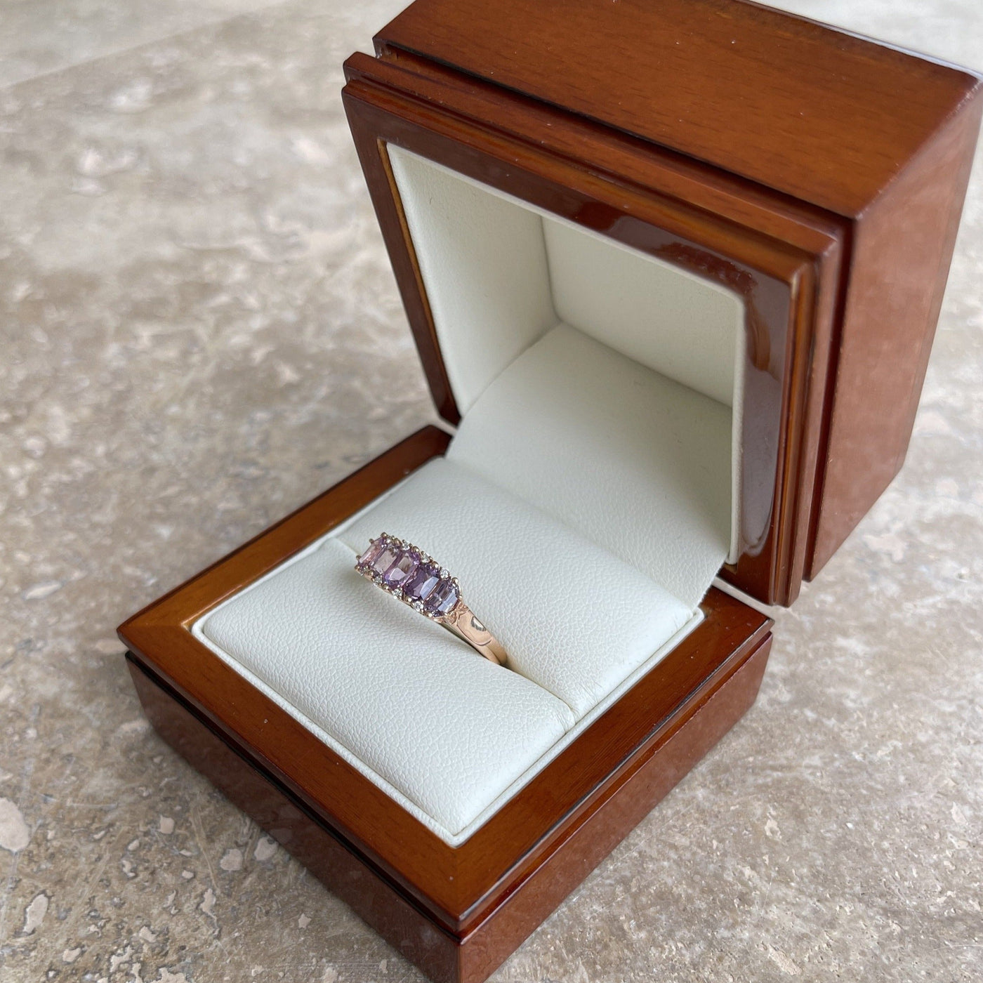 18CT Rose Gold (NO HEAT) Purple Coloured Sapphire Ring
