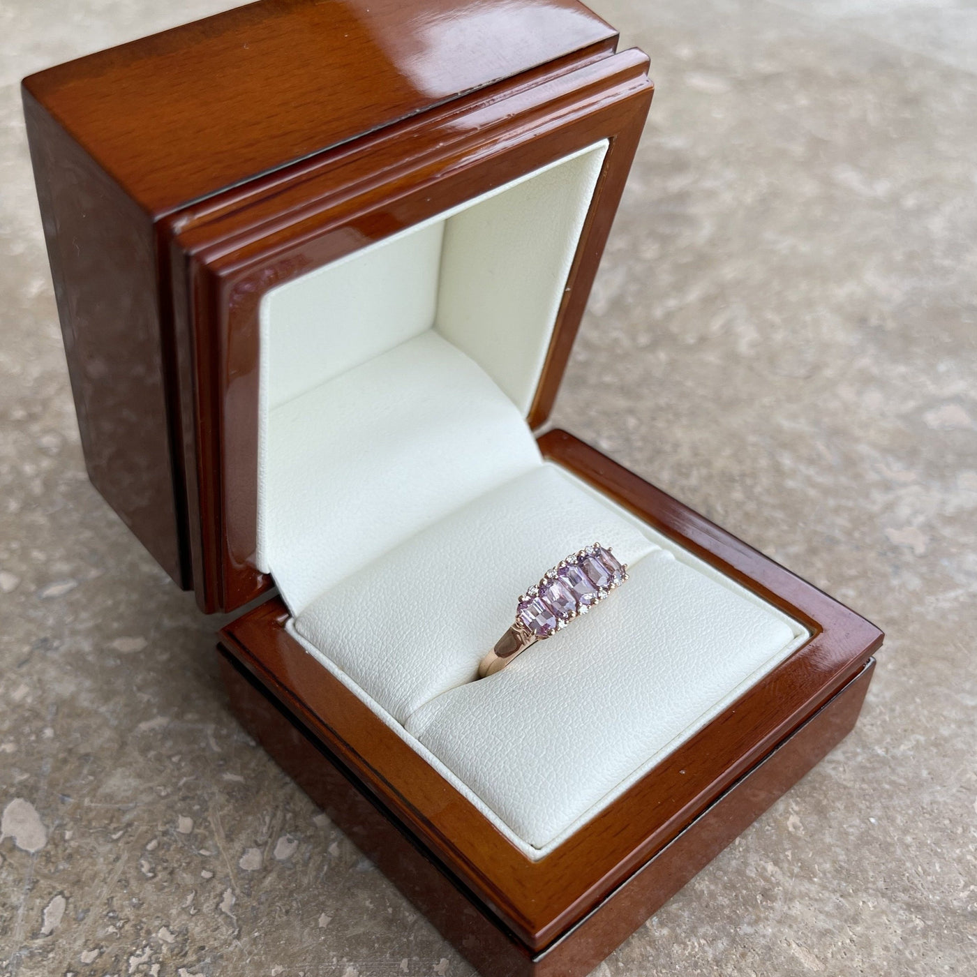 18CT Rose Gold (NO HEAT) Purple Coloured Sapphire Ring