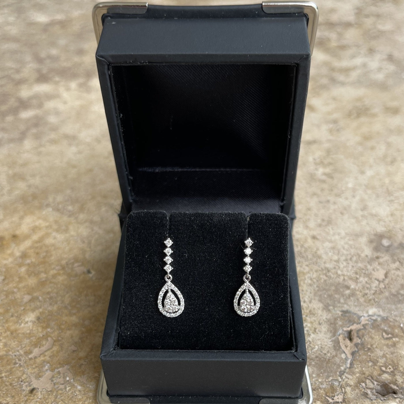 18CT White Gold Diamond Drop Earring Studs