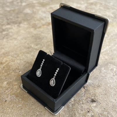 18CT White Gold Diamond Drop Earring Studs