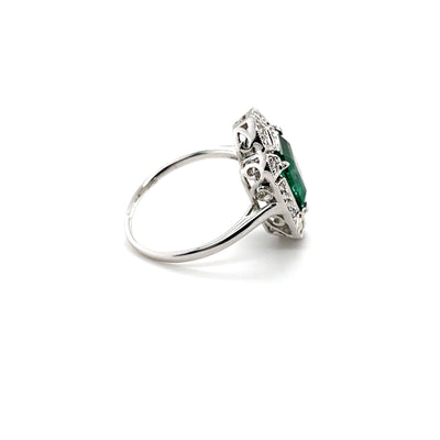 18CT White Gold Emerald and Diamond Ring