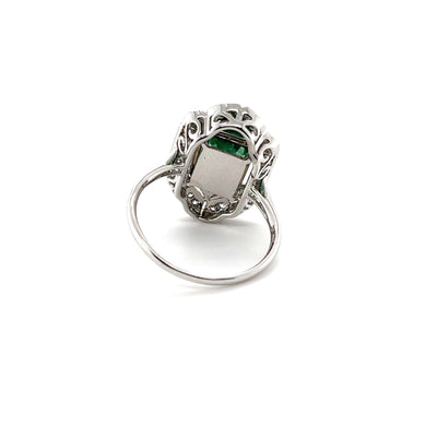 18CT White Gold Emerald and Diamond Ring
