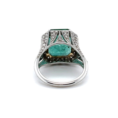 18CT White Gold Emerald and Diamond Ring