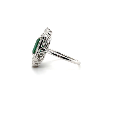 18CT White Gold Emerald and Diamond Ring