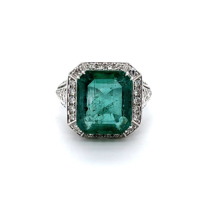 18CT White Gold Emerald and Diamond Ring