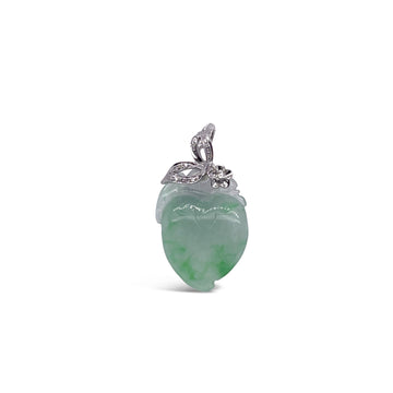 18CT White Gold Jade and Diamond Pendant