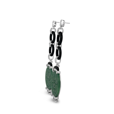 18CT White Gold Jadeite and Diamond Earrings