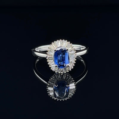 18CT White Gold Kyanite and Diamond Ring