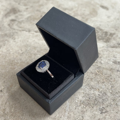 18CT White Gold Kyanite and Diamond Ring
