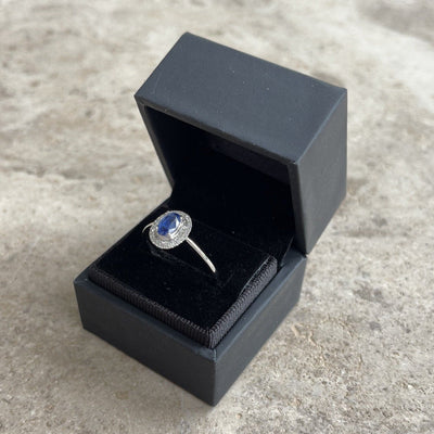 18CT White Gold Kyanite and Diamond Ring