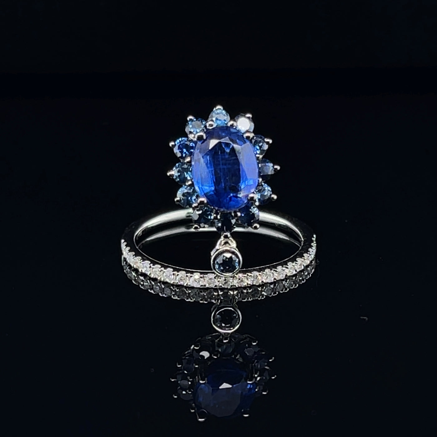 18CT White Gold Kyanite and Diamond Ring