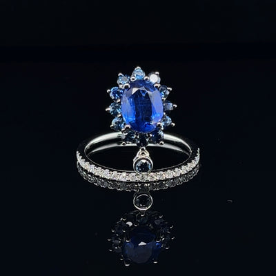 18CT White Gold Kyanite and Diamond Ring