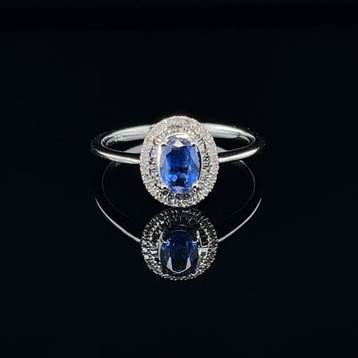 18CT White Gold Kyanite and Diamond Ring