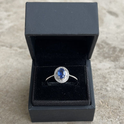 18CT White Gold Kyanite and Diamond Ring